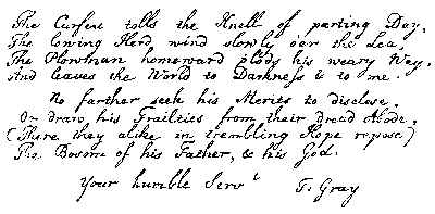 handwritten poem by Gray
