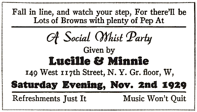 [A Social Whist Party given by Lucille and Minnie]